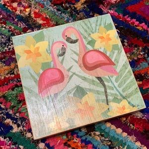 Two Pink Flamingos by Shanni Welsh from the fat dragon collection 8”x8”